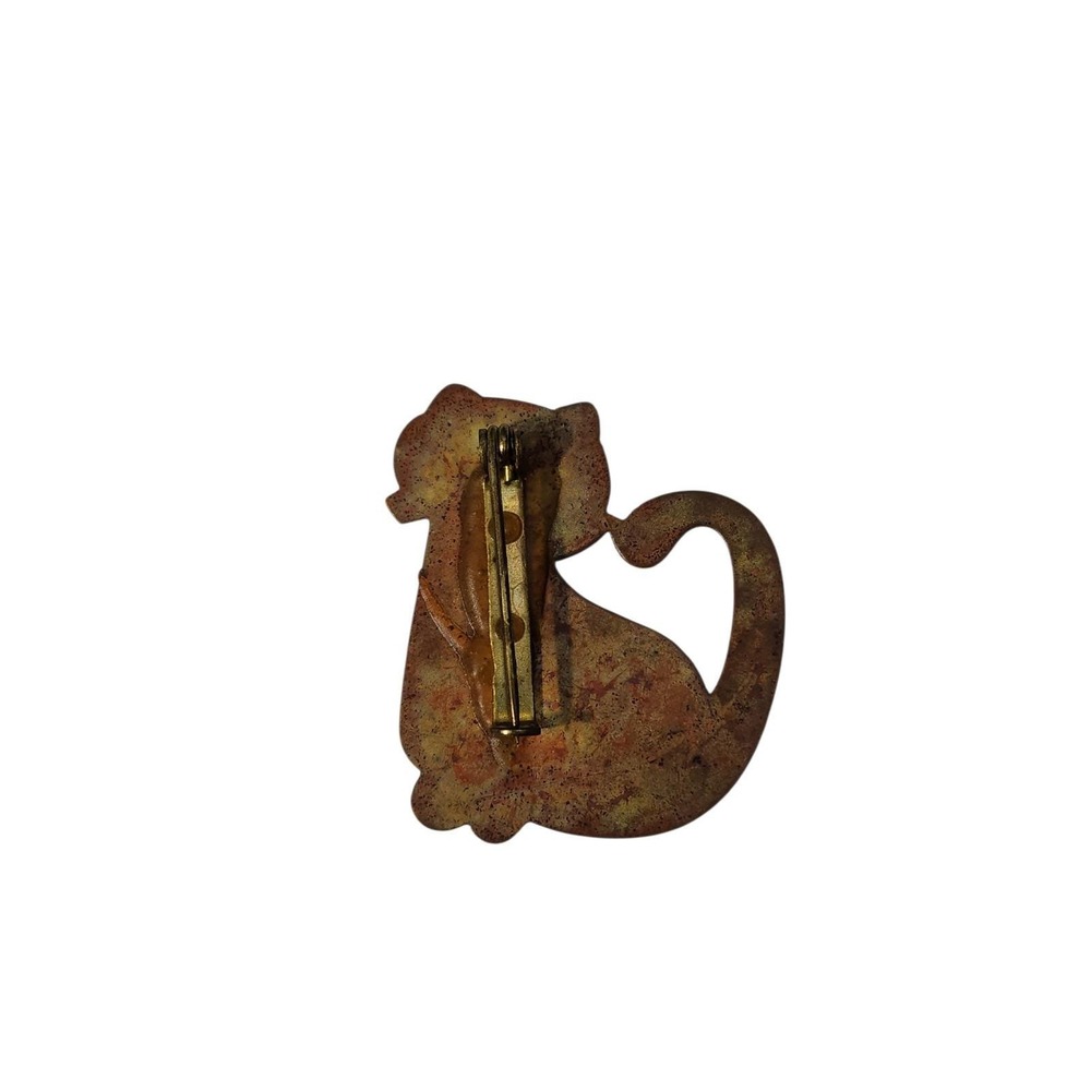 Vintage Purple Blue Enamel Unique Cat Brooch Pin‎ - Picture 3 of 3